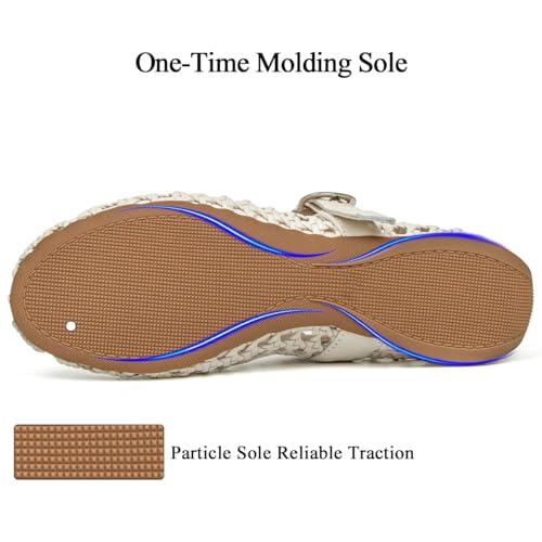 Image of Woven Ballet Flats Mesh Mary Jane Flats for Women Dressy Comfortable Ballerina Flat Round Toe Buckle Strap Mesh Shoes Casual Mary Janes