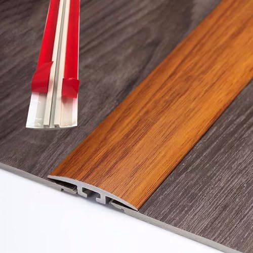 Self-Adhesive Threshold Strip for 0.5 Inch Gap, Laminate Flooring Transition Cover with Wood Grain Finish, PVC Reducer Trim, Easy Installation, White Color, 36655