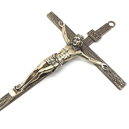 Crucifixo de Metal Dourado Parede Elegante 25 cm