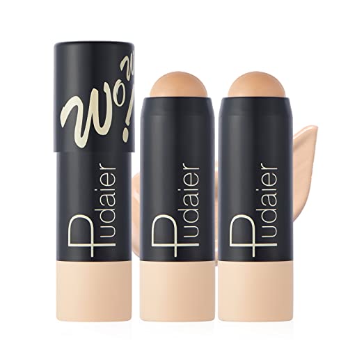 Marine Forest Concealer Stick, 2 Pcs Creamy Medium to Full Coverage Contour Makeup Stick, Light and Oil Control Matte Under Eye Face Concealer Makeup Kit, Upgrade Design (Ivory)
