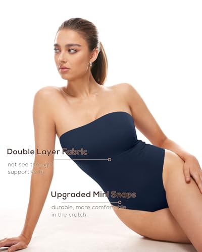 Image of INLYRIC Women's Natrelax Sexy Strapless Bodysuit Thong Tube Top Off The Shoulder One Piece Leotard