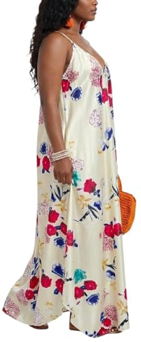 Image of Women's Casual Summer Maxi Dresses Sleeveless Adjustable Spaghetti Strap Loose Plus Size Dresses