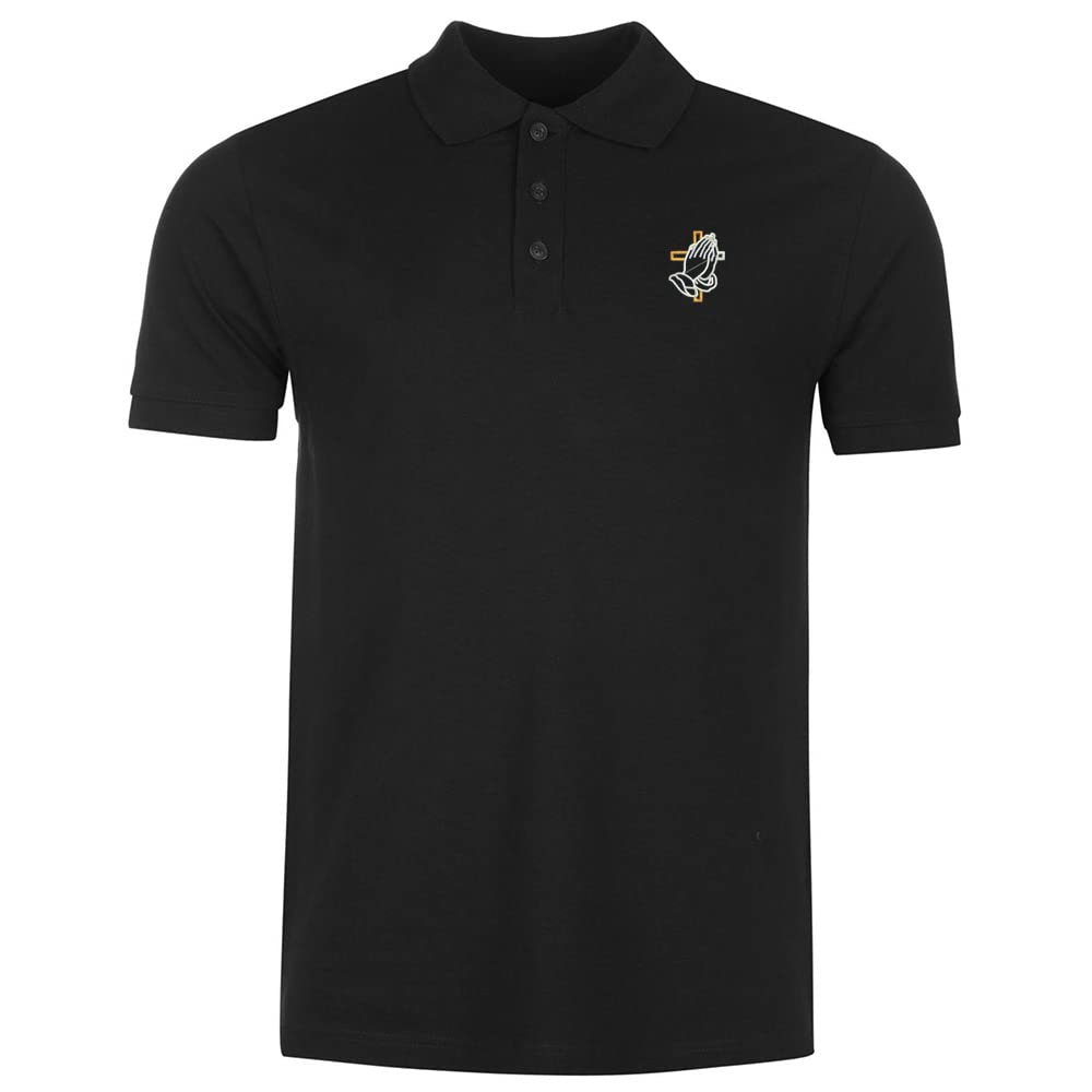 トップス praying polo shirts Size. S Polo Shirts for Men Praying Hands with Cross Embroidered