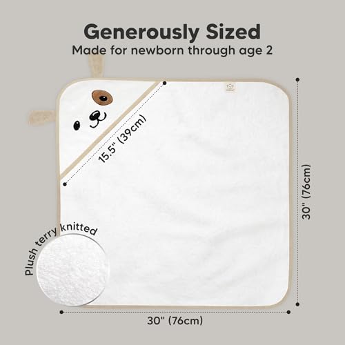 Image of KeaBabies Hooded Baby Towel for Newborn, Baby Bath Towels (Dog, 30x30) | Viscose Derived from Bamboo, Large Baby Towels with Hood, Boys, Girls, Toddler, Soft Absorbent Baby Bath Essentials