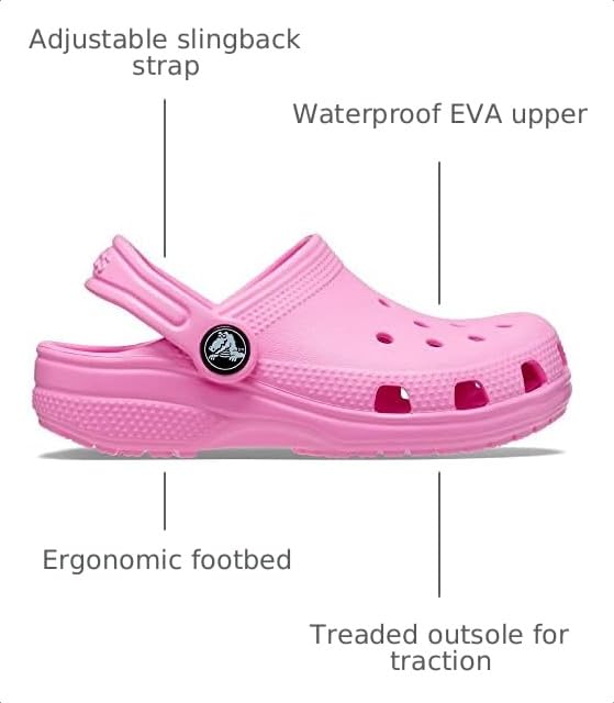 Image of Crocs Unisex-Child Classic Clogs, Taffy Pink, 13 Little Kid