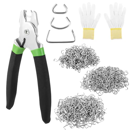 MXTIMWAN Hog Ringzange, Zange mit 1200pcs verzinkt Hog Ringe, Abgewinkelt Hog Ringzangen mit Handschuhen, Federbelastet Zangen Set für Polster, Zäune, Pet Käfige, Netting Fallen DIY MXTIMWAN Hog Ringzange, Zange mit 1200pcs verzinkt Hog Ringe, Abgewinkelt Hog Ringzangen mit Handschuhen, Federbelastet Zangen Set für Polster, Zäune, Pet Käfige, Netting Fallen DIY