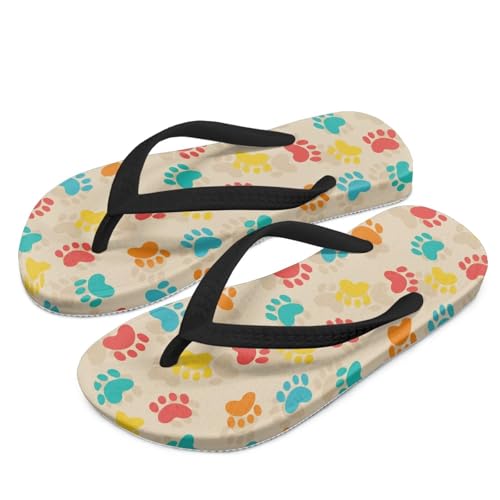 Watdotory Boy's Slide Sandals and Thongs for Beach and Boats - Kids Flip Flops with Colorful Dog Paw Print Size 12