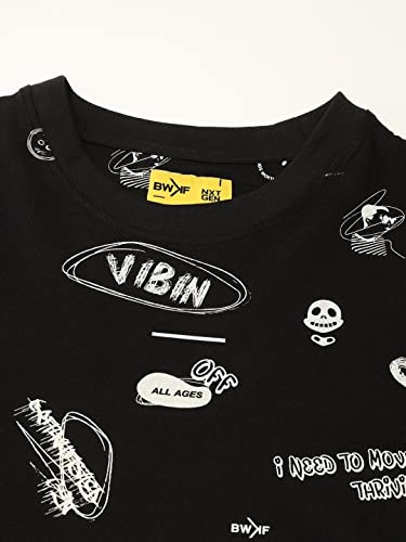 Image of Bewakoof Men's All Over Printed 100% Cotton T-Shirt - Oversized Fit, Round Neck, Half Sleeves