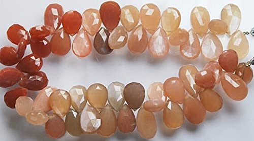 Pierre de lune pêche en perles briolettes pour sublimer vos looks d'été