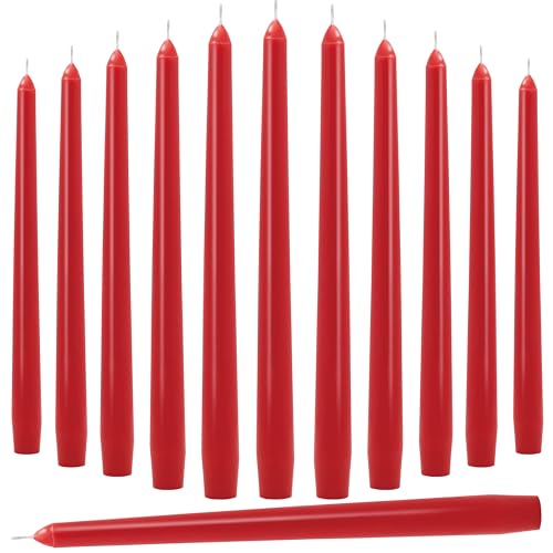 Red Dripless Taper Candles 12-Pack