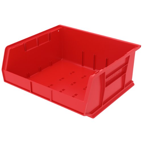 Akro-Mils 30250 AkroBins Plastic Storage Bin Hanging Stacking Containers, (15-Inch x 16-Inch x 7-Inch), Red, (6-Pack) (30250RED)