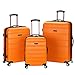 Rockland Melbourne Hardside Expandable Spinner Wheel Luggage, Orange, 3-Piece Set (20/24/28)