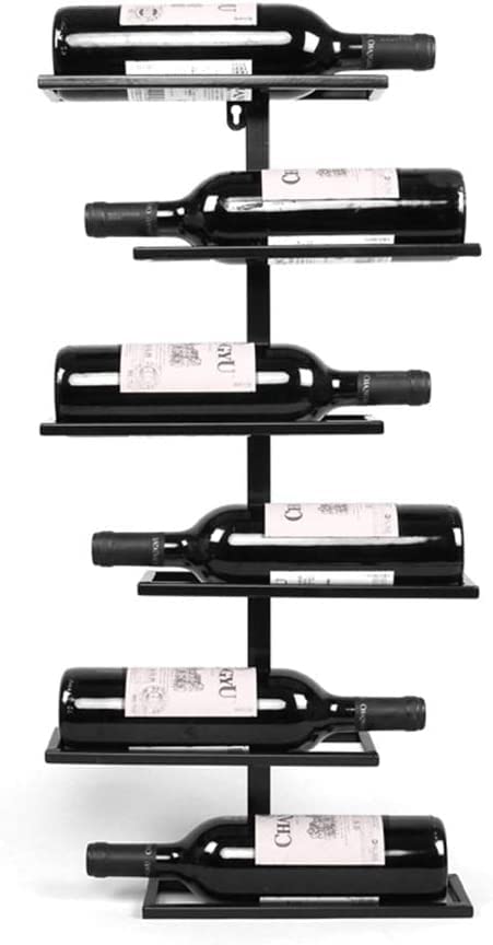 Botellero Montado En Pared Para 6 Botellas – Estante De Vino Negro De Metal Con Sacacorchos Incluido – Ahorra Espacio