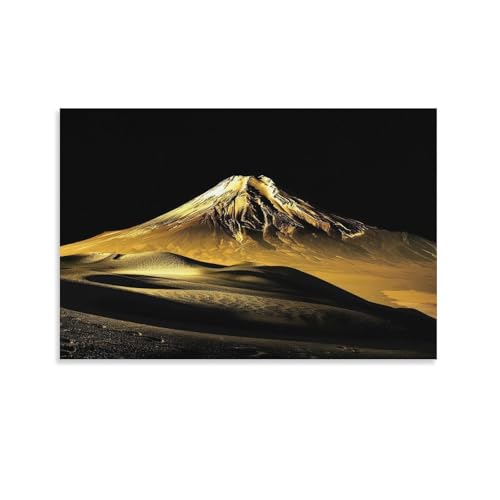 和風金の富士金運ゴールド山富士山ふじさん運気開運ポスター (69) ウォールアート 部屋飾り 絵画 ベッドルーム リビング 壁の絵16x24inch(40x60cm)
