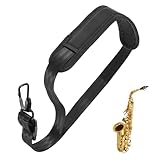 Soft Saxophone Neck Strap, Adjustable Professional leather Padded for Alto Sax Tenor Bass Clarinet Saxophone...