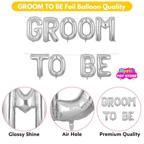 Image of Groom To Be Banner Silver for Wedding Home Boys Foil Balloon Decoration Decor Celebration Silveren