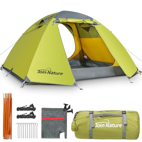 Join Nature Camping Zelt 4 Personen Wasserdicht Winddicht Familienzelt Doppellagiges Kuppelzelt - Campingzelt Groß Ultraleicht Zelt mit Veranda für Trekking, Outdoor, Wandern, Bergsteigen, Jagen