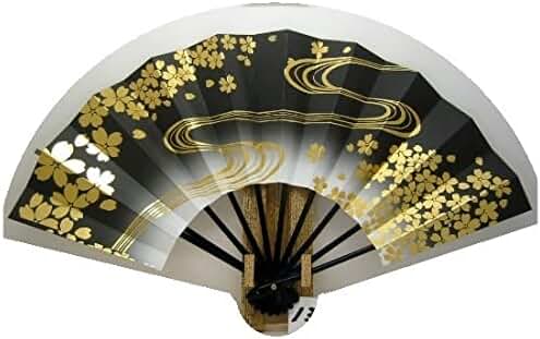 金色の舞扇子 舞扇子の扇亘】A2520 舞扇子 金ホロ箔流水 黒地 【箱なし