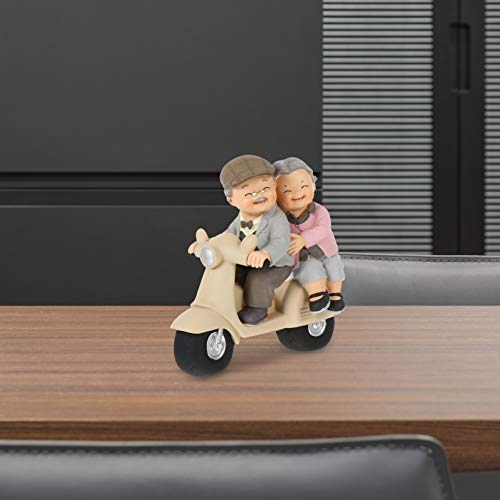 Garneck Elderly Couple Figurine Creative Resin Grandparents on Motorbike Collectible Figurine Table Centerpiece for Home Office Table Decoration 15cm - Image 4