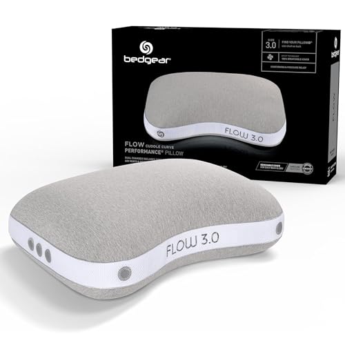 Bedgear Flow Cuddle Curve Pillow - Size 3.0 - Breathable Side Sleeper Pillow - Hybrid Design Bed Pillow - Hypoallergenic and Removable Cover - 20