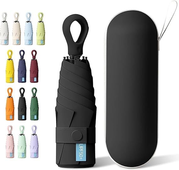 Image of Umbrella, Mini Folding Windproof & Compact UV Umbrella for Sun Protection Rain Windproof Strong Large 3 Fold for Women Handbags,3 Fold for Men Women, Stylish & Compact