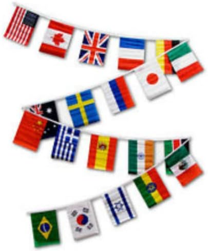 30ft String Flag Set of 20 International Country 12x18 Bunting Flag Banner Flags Best Garden Outdor Decor Polyester Material Flag Premium Vivid Color and UV Fade Resistant