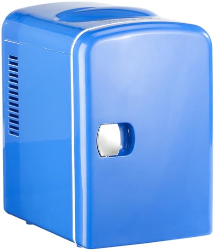 Rosenstein & Söhne Reisekühlschrank: Mini-Kühlschrank mit Warmhalte-Funktion, für 12 & 230 V, 4 Liter, blau (Mini Reise Kühlschrank, Mobiler, Kühl)