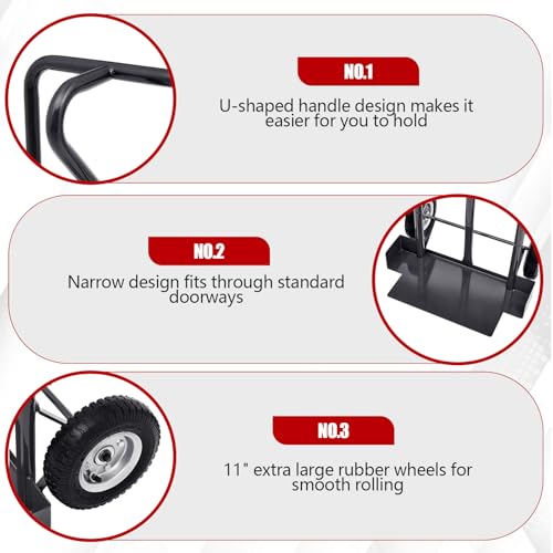 52'' x 22'' x 18'' Heavy Duty Stack Chair Dolly Banquet Chair Dolly Cart Holds 7 Chairs Oversized Rubber Wheels for Easy to Load and Unload for Party Event Rental Furniture (Black) - Image 5