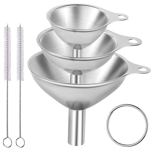 3pcs Stainless Steel Funnel Set - Versatile Kitchen Funnels for Bottles & Containers Funnels for Transferring Jam Cooking Oils Liquids Powders(1.77inch/ 2.2inch/ 2.95inch)