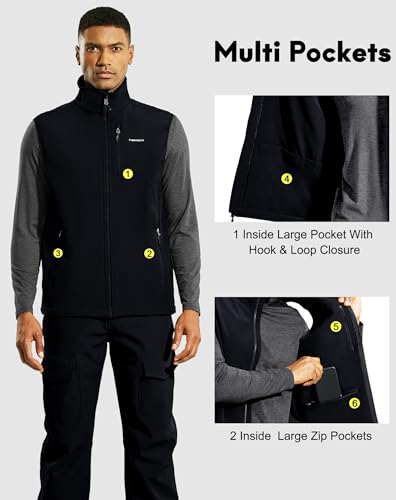 Haimont Men'S Fleece Lined Softshell Outerwear Vest Golf Sleeveless Jacket For Hiking Fishing Causal thumb #3