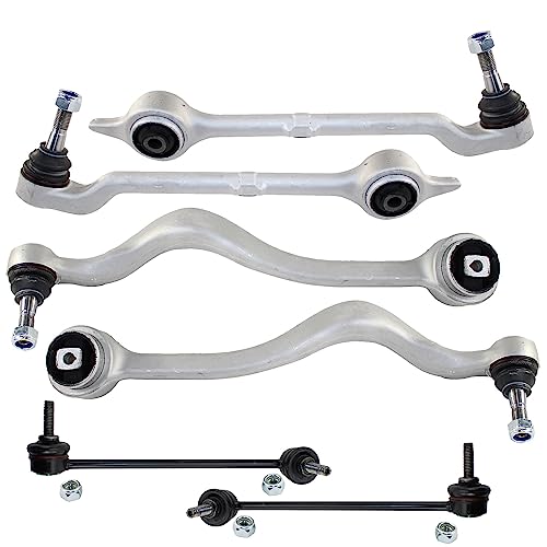 Bison Performance 6pc Front Forward Rearward Forged Aluminum Suspension Control Arms and Steel Stabilizer Sway Bar Links Kit For BMW E39 528i 1997-2000, 525i 530i 2001-2003 Base