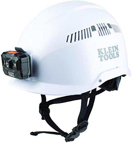 Klein Tools 60150 Safety Helmet, Vented, Rechargeable Headlamp,Tested to Tough Industrial Hard Hat Safety Standards, White