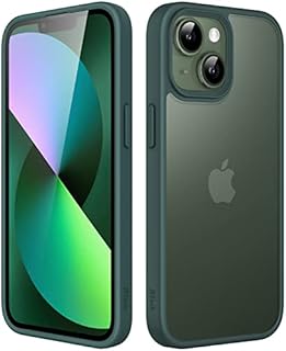 JETech Matte Case for iPhone 13 6.1-Inch, Shockproof Military Grade Drop Protection, Frosted Translucent Back Phone Cover, Anti-Fingerprint (Dark Green)