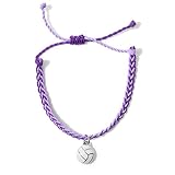 GIMMEDAT Volleyball Girls Heart Sports Charm Bracelet 100% Waterproof Adjustable Jewelry Gift (Purpl