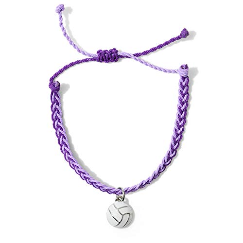 Gimmedat Volleyball Girls Heart Sports Charm Bracelet 100% Waterproof Adjustable Jewelry Gift (Purple) #TOP18