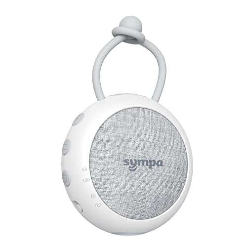 Image of Sympa Portable Sound Machine, Baby Sound Machine Portable with 10 Natural Soothing Sounds, Sound Machine Baby Travel with Night Light for Sleep Aid, Rechargeable Sound Machine for Adult, White