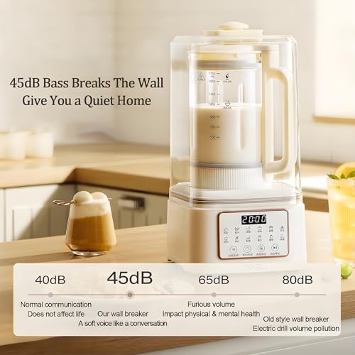 Automatischer Sojamilchbereiter, 1750 ml Pflanzenmilchmaschine mit Auto Clean, Startverzögerung, Warmhaltefunktion, inklusive Bürste & Messbecher für Mandel- und Hafermilch