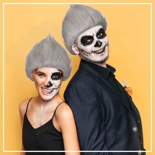 Image of Geyoga 1 Pcs Funny Wig Crazy Hair for Halloween Party,Grey