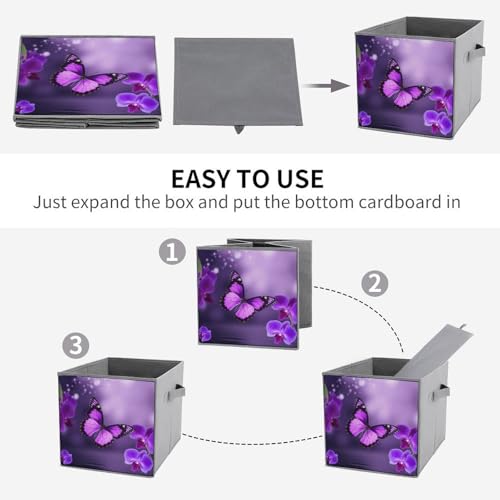 Rangement placard impeccable grâce aux 6 boîtes pliables violettes - 5