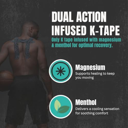 Image of Heali Kinesiology Tape with Magnesium and Menthol, Bulk Roll, 115ft x 2in, Uncut K Tape, Knees, Back, Physical Therapy Sports Tape for Muscles and Joints Water Resistant, Blue Splatter