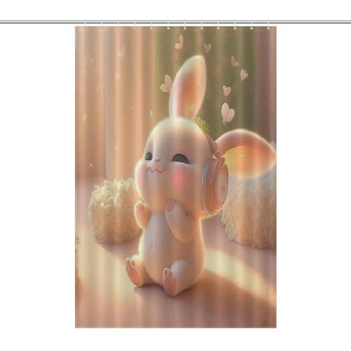 Rideau de douche lapin imperméable 122x183 cm avec crochets - 7