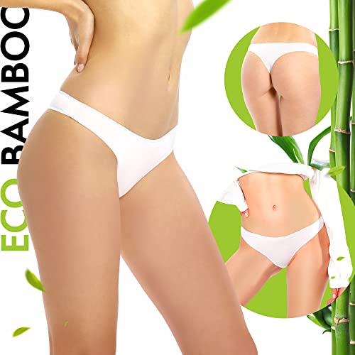 Q-En Seamless Thongs For Women, Breathable Stretch Bamboo Black, White, And Beige Panties For Women, 3 Pack String Bikinis Medium #TOP2