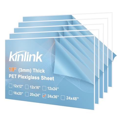Image of 24x36 Plexiglass Sheets 1 /8 inch Thick, 3mm Clear PET Plastic Sheet for DIY Project, Craft, Table top, Picture Frame, Acrylic Sign and Wedding Invitation 5 Pack
