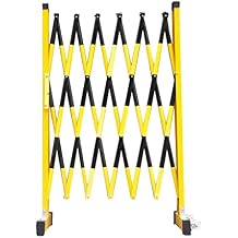 LXHELIVERY Expandable Traffic Metal Barricade, Outdoor Portable Traffic Barrier with Wheels for Event Site School, Easy to Move,Garages, Loading Color Yellow, Size 1.2x3m
