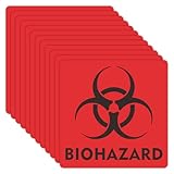 Biohazard Sign,6 x 6 Biohazard Warning PVC Waterproof Stickers for Labs, Hospitals and Industrial (12Pack)