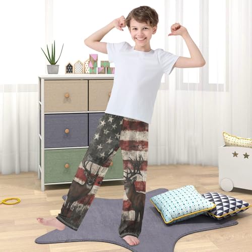 Pajama Pants American Flag Deer Stripes Long Sleep Pants Lounge Bottoms3
