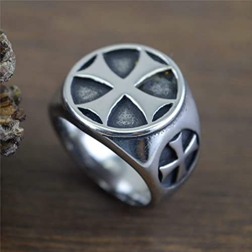 HCMA Anillos de Cruz templaria de Acero de Titanio, Anillo Antiguo de Cosplay de Jugador, joyería de Moda, Anillo de Fiesta Vintage, Regalo de joyería
