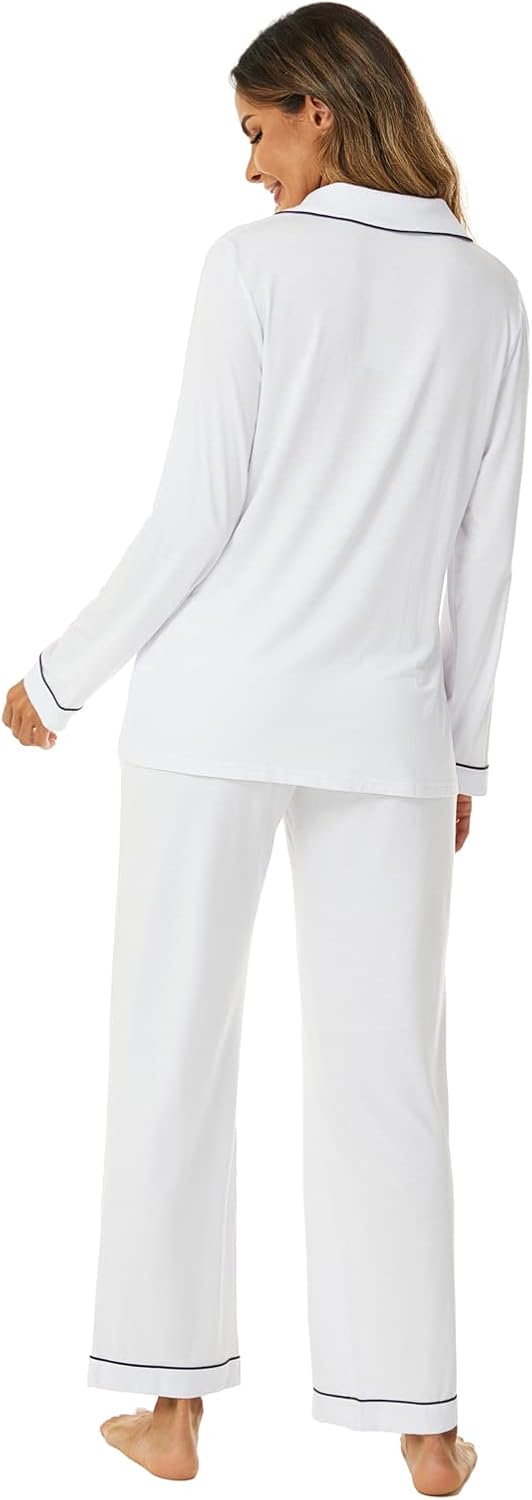 Aamikast Women's Pajama Sets Long Sleeve Button Down Sleepwear Nightwear Soft Pjs Lounge Sets - Image 5