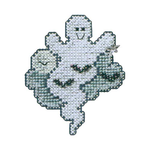 Image of Mill Hill Moonlight Ghost Beaded Counted Cross Stitch Halloween Ornament Kit 2008 Autumn Harvest MH18-8205