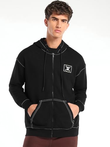 Image of Bewakoof Official One Piece Merchandise Straw Hat Pirates Men's Applique Oversized Fit Full Sleeve Terry Hoodies